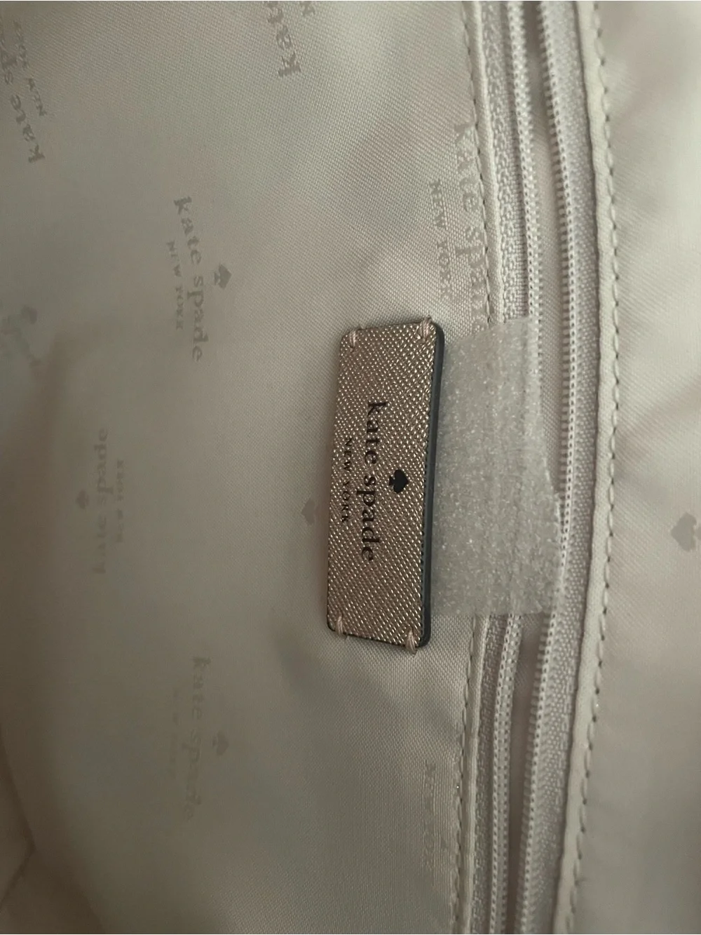 kate spade Metallic Champagne Glitter Tote with Cherry Charm